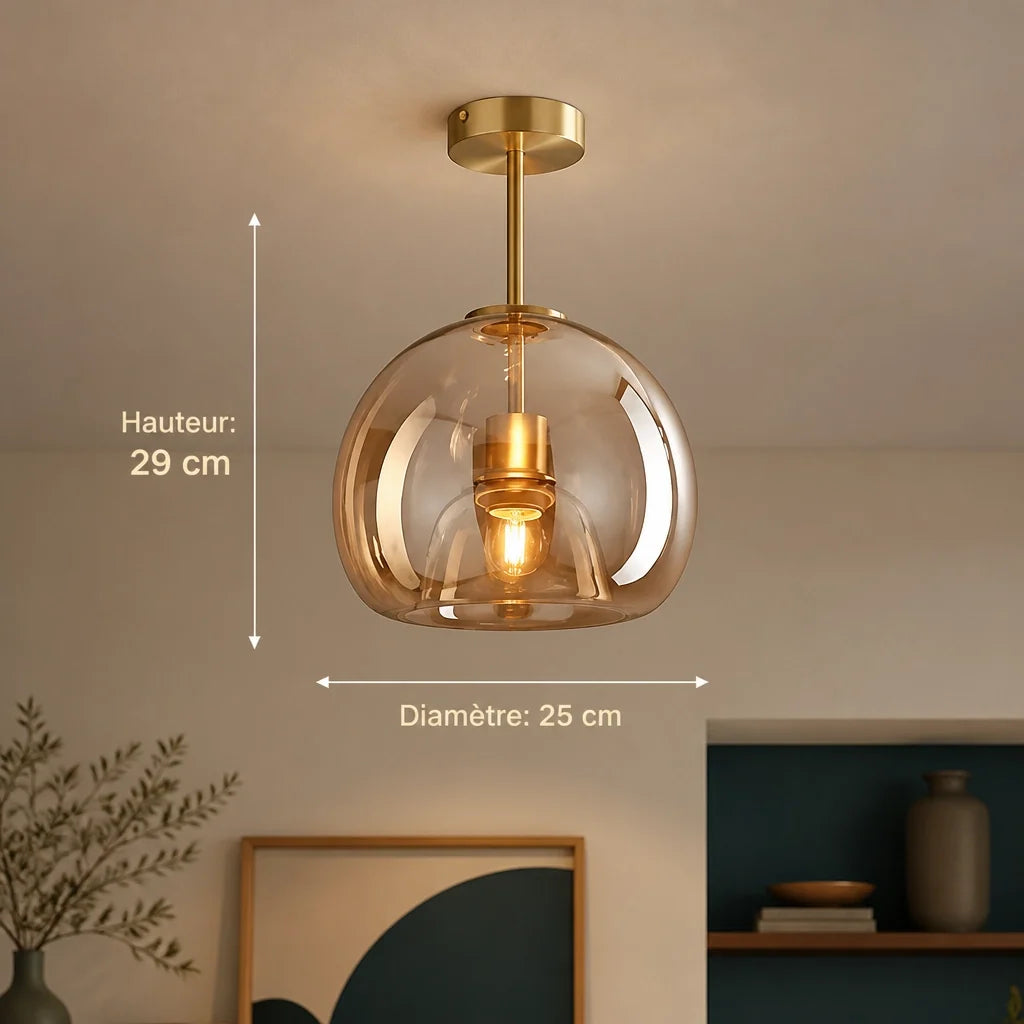 Plafonnier Globe en Verre Ambré – Modèle Topazia (LA MAISON CLARTE)