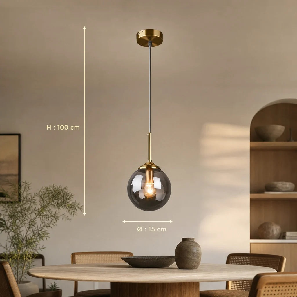 Suspension Boule en Verre Fumé – Modèle Nebbia (LA MAISON CLARTE)