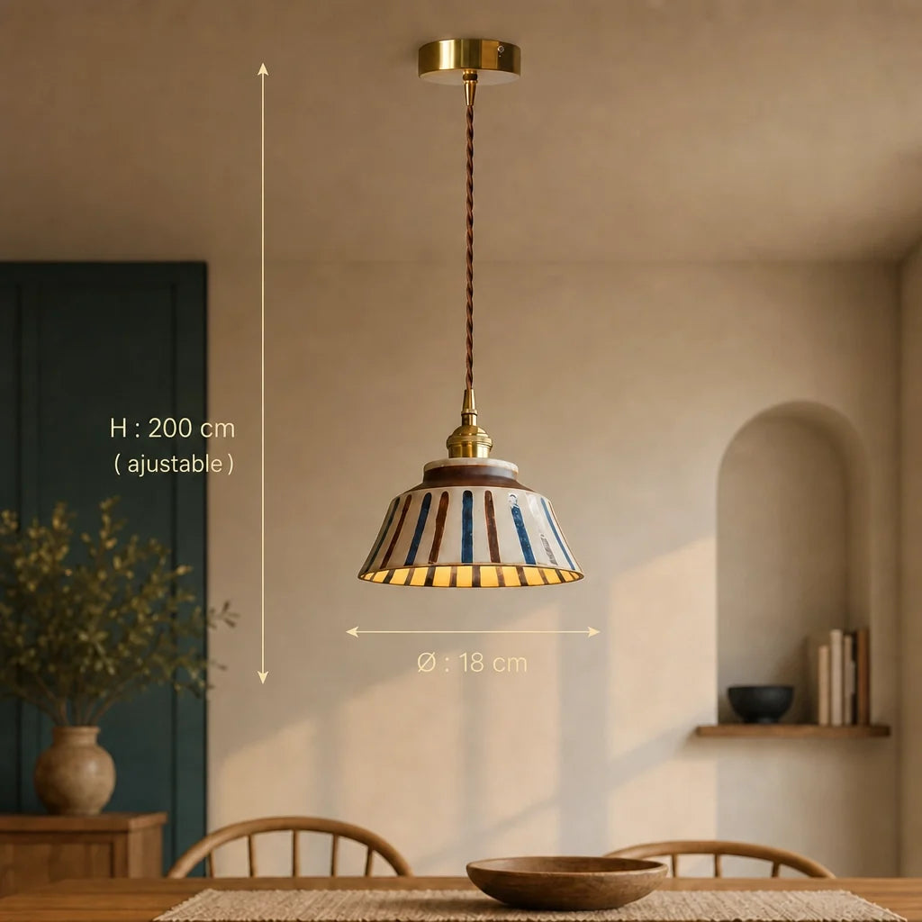 Suspension Céramique Rayée Peinte à la Main – Modèle Sorrenta (LA MAISON CLARTE)