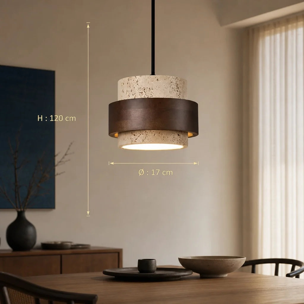 Suspension Noyer et Pierre Naturelle – Modèle Calmina (LA MAISON CLARTE)