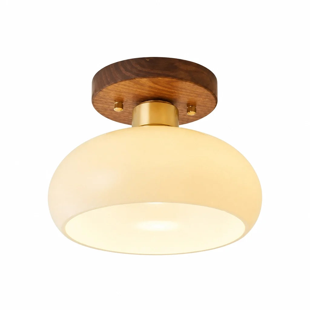 Plafonnier Noyer et Verre Givré – Modèle Bianora (LA MAISON CLARTE)