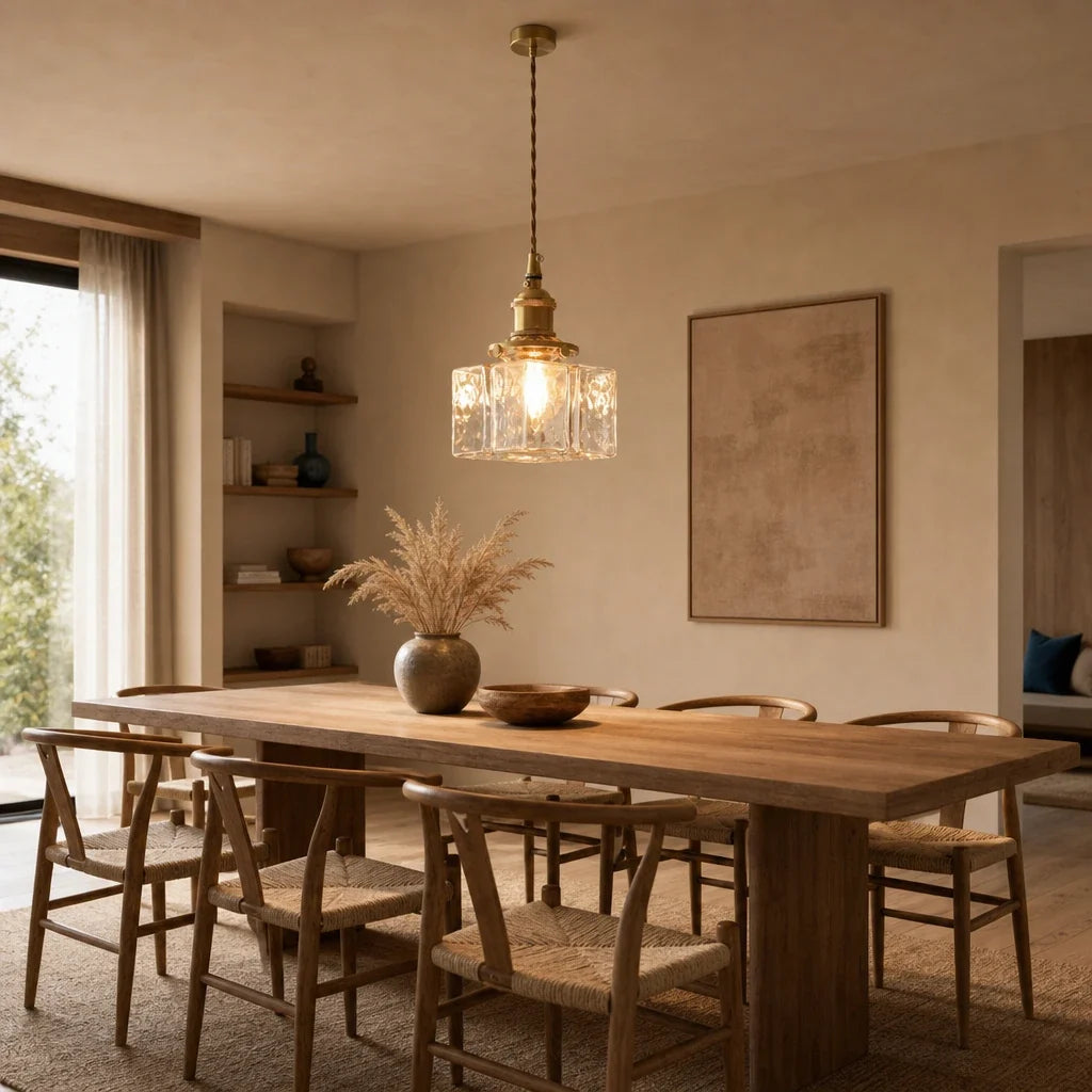 Suspension Cubique en Verre Martelé – Modèle Martella (LA MAISON CLARTE)