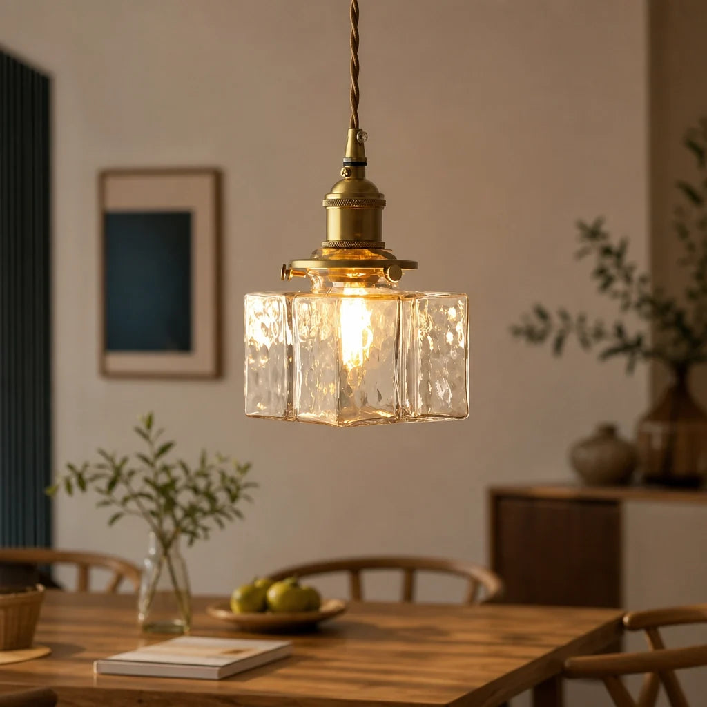 Suspension Cubique en Verre Martelé – Modèle Martella (LA MAISON CLARTE)