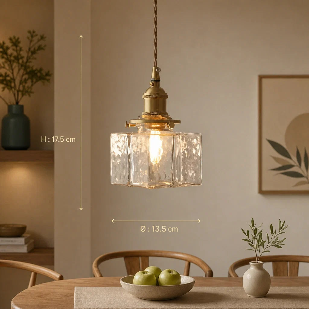 Suspension Cubique en Verre Martelé – Modèle Martella (LA MAISON CLARTE)