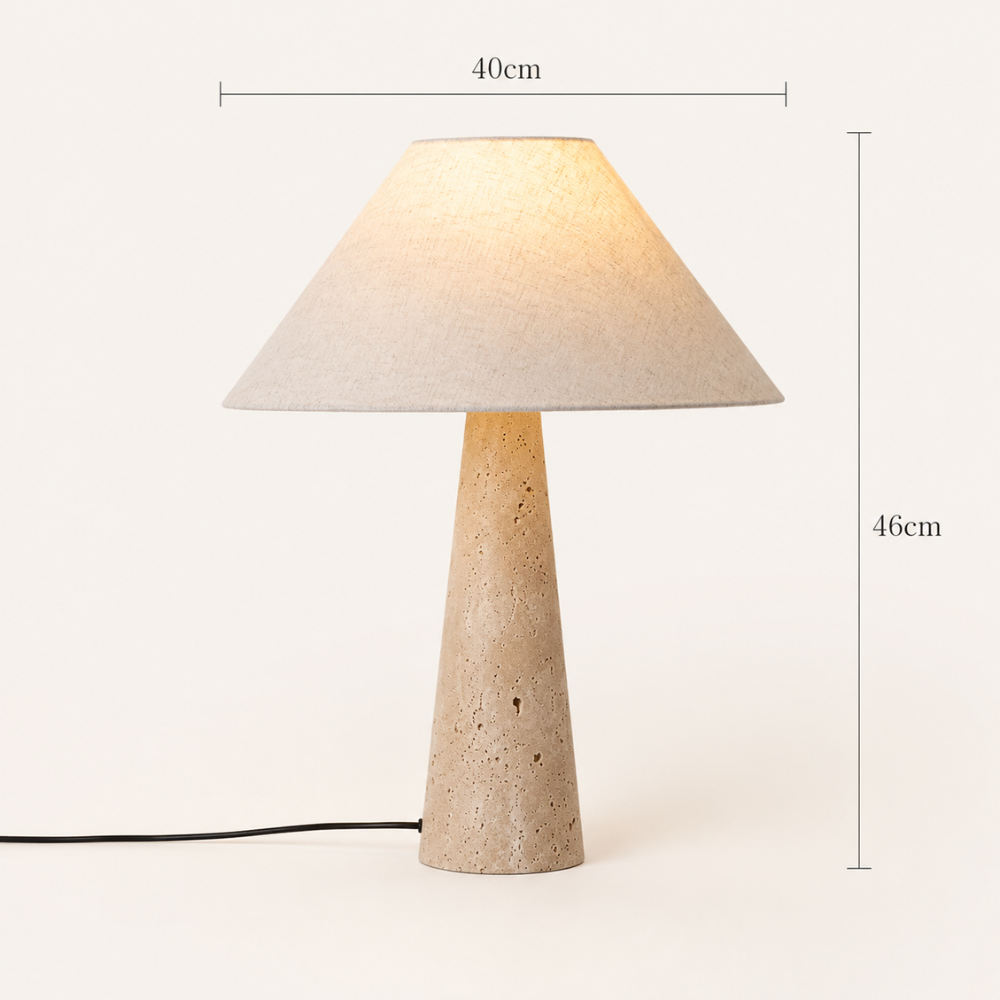 Silane — Lampe de chevet en travertin et tissu