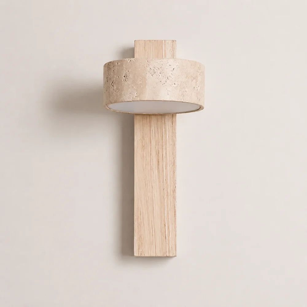 Bergana — Applique murale en bois et travertin
