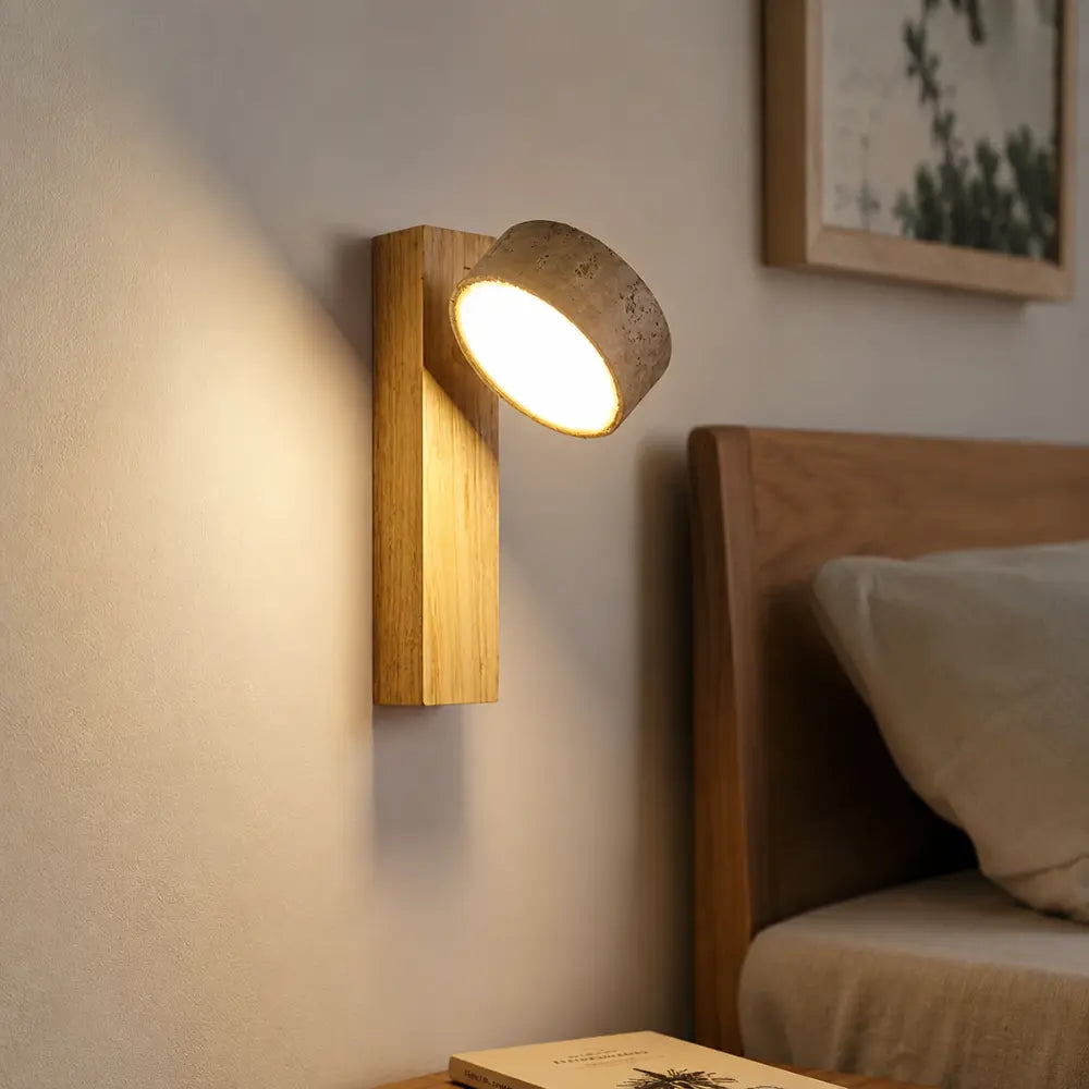 Bergana — Applique murale en bois et travertin