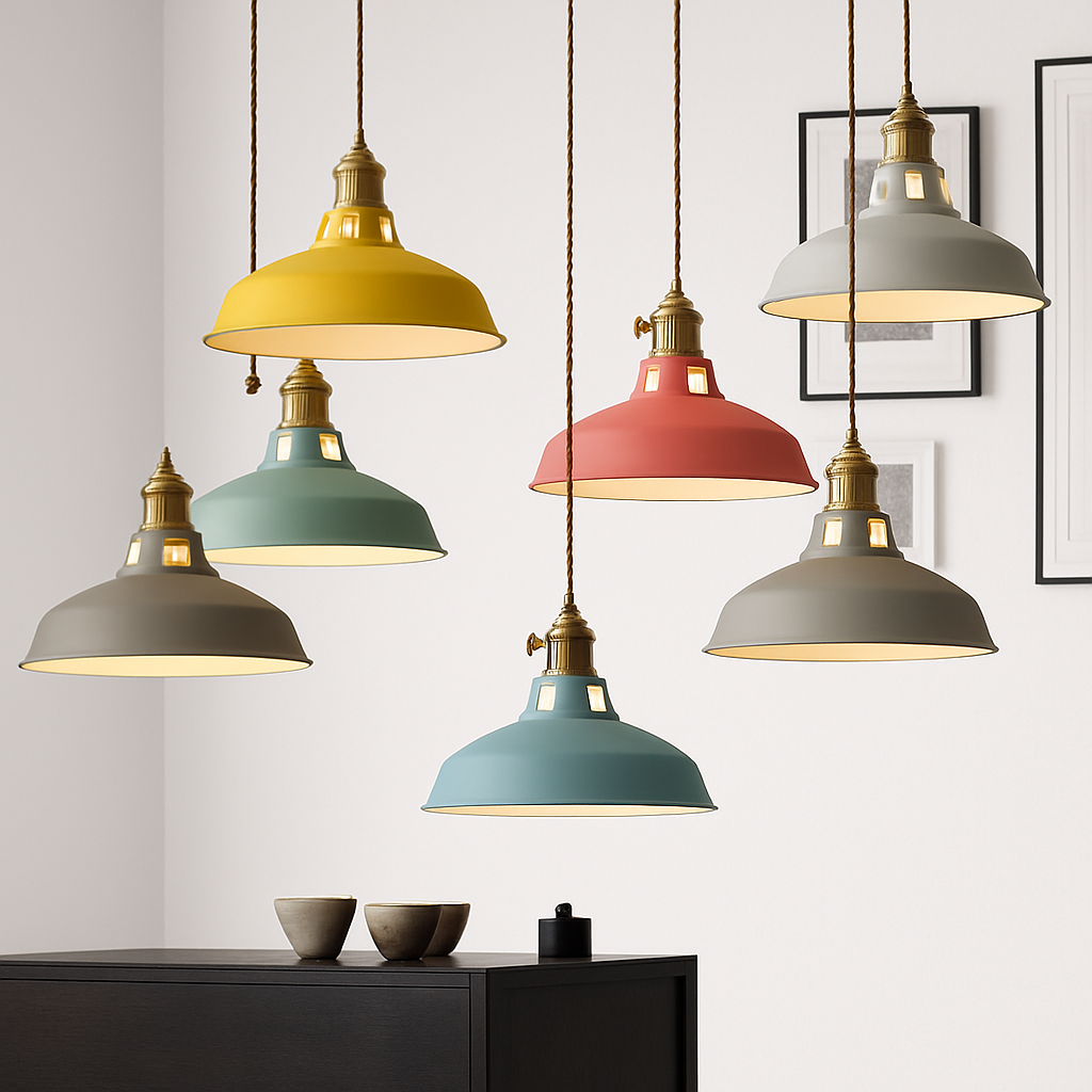 Suspension LED en Métal Coloré — Style Industriel Loft - vue 3