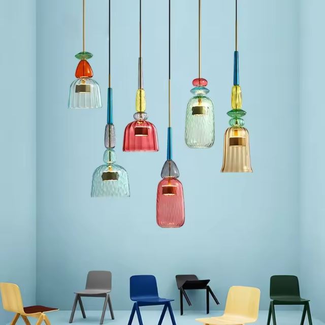 Suspension Multiple en Verre Teinté Coloré – Modèle Ravella (DIMOREE)