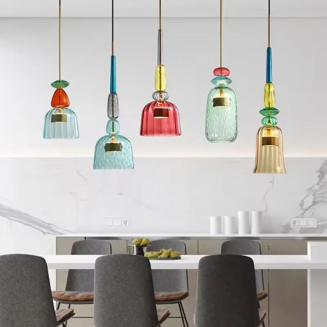 Suspension Multiple en Verre Teinté Coloré – Modèle Ravella (DIMOREE)