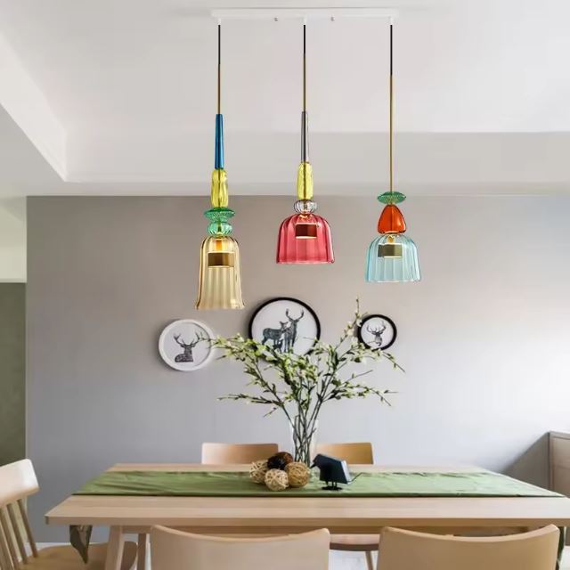 Suspension Multiple en Verre Teinté Coloré – Modèle Ravella (DIMOREE)
