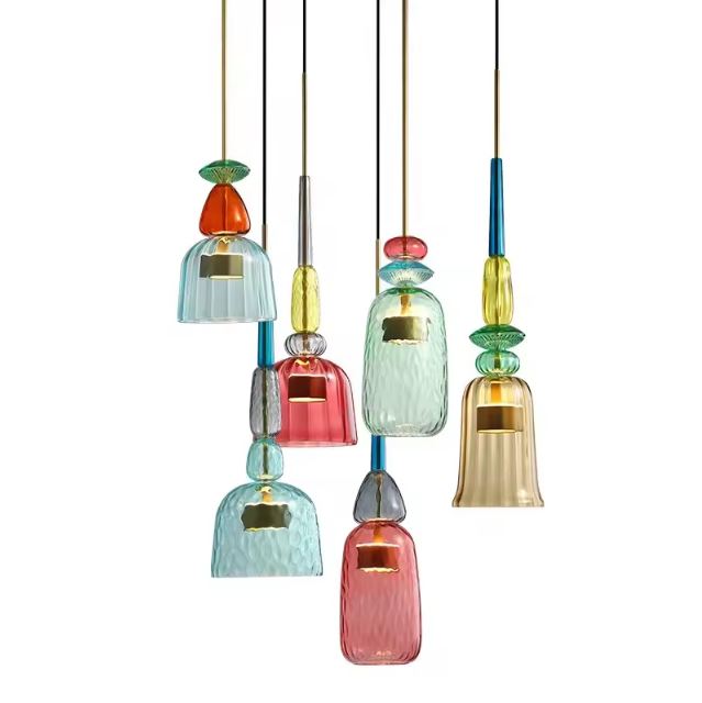 Suspension Multiple en Verre Teinté Coloré – Modèle Ravella (DIMOREE)