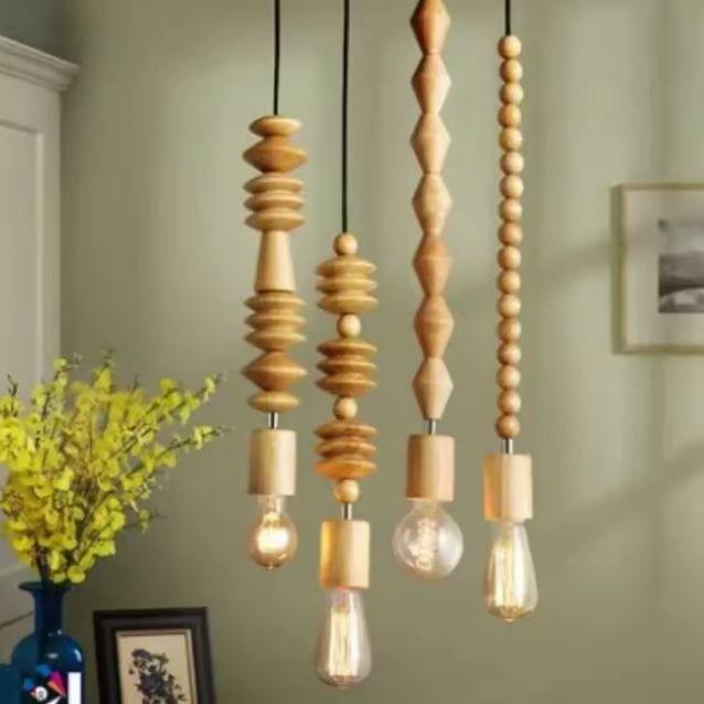 Suspension en Perles de Bois Sculpté – Modèle Aldera (DIMOREE)