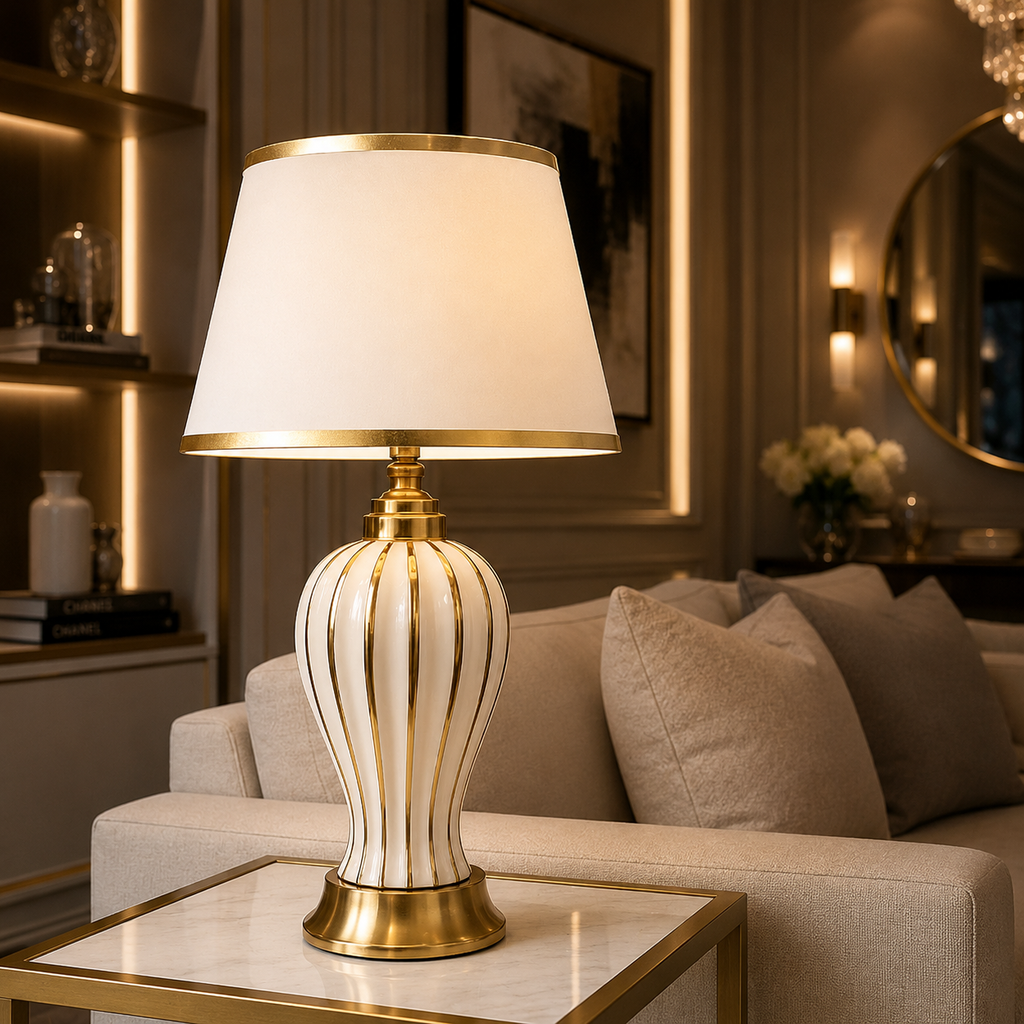 Fiorella — Grande lampe céramique au plissé délicat
