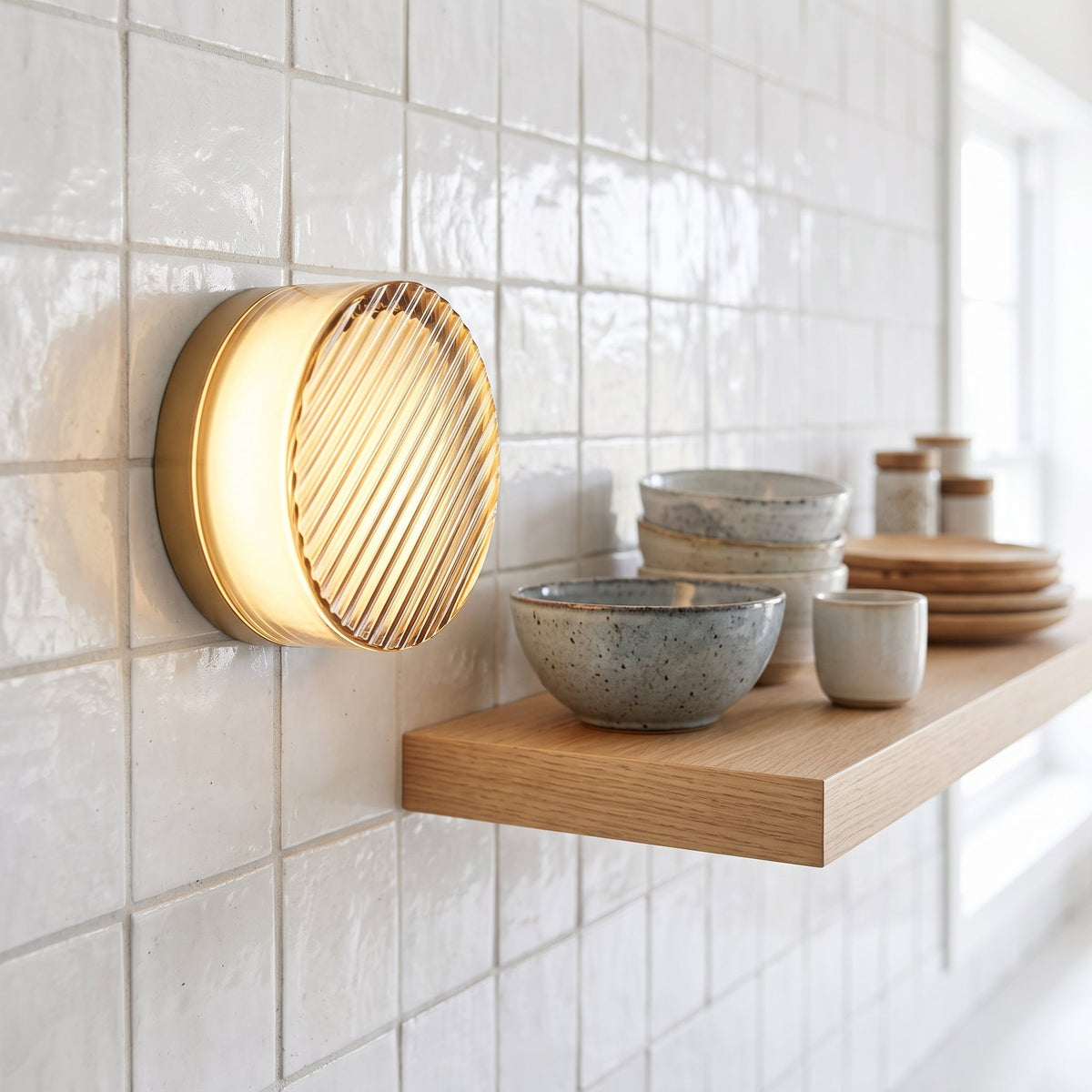 Cannelia — Applique LED en verre cannelé et aluminium